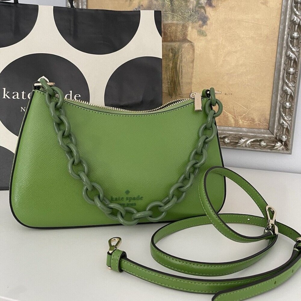 NWT Madison Medium Saffiano Leather Convertible Crossbody in Turtle Green